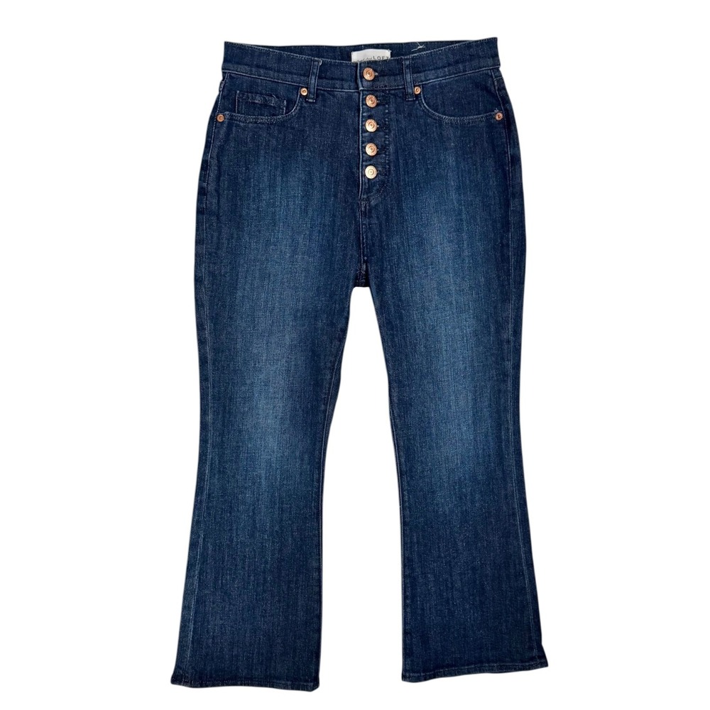 Ann Taylor LOFT High Waist Kick Crop‎ Jeans Size 4 27 Cropped Flare Dark Copper